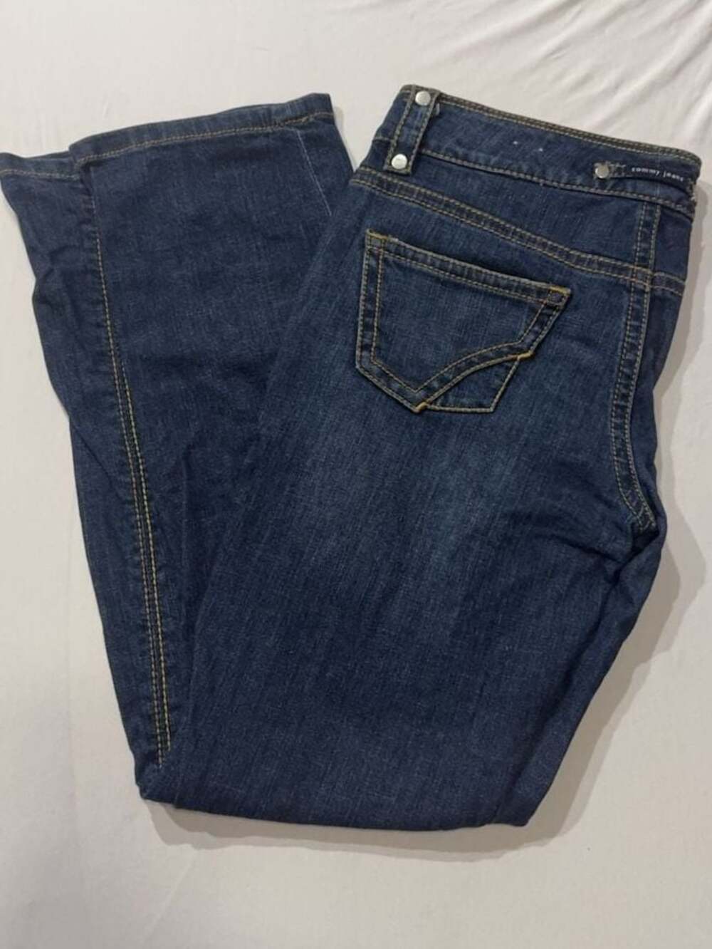 #193 Tommy Jeans Women's Dark Wash Studded Detail Straight Leg Jeans size 9